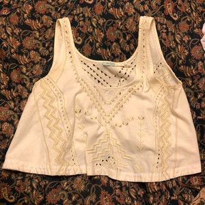 Beaded cream crop top